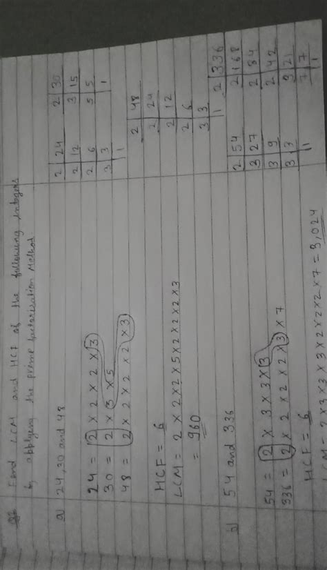 Find The Lcm And Hcf Of The Following Integers By Applying The Prime Factorisation Method A