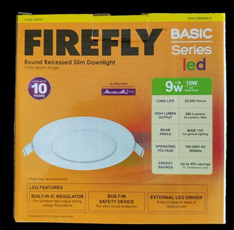 W Led Round Recessed Slim Downlight V Cool White Mm Firefly