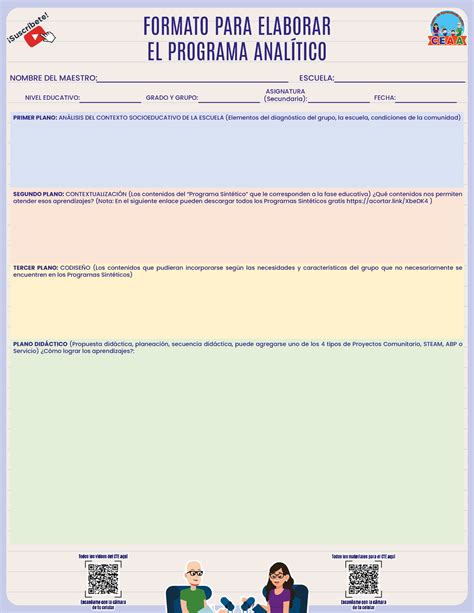 Formato Programa Analítico Suscríbete FORMATO PARA ELABORAR EL