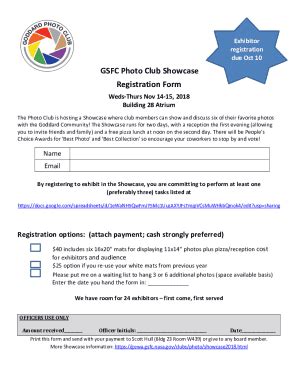 Fillable Online Gsfc Photo Club Showcase Registration Form Nasa Fax