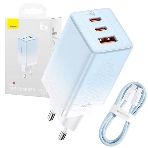 BASEUS SZYBKA ŁADOWARKA SIECIOWA GAN3 USB 2x USB C UNIWERSALNA MOCNA