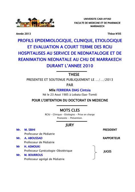 PDF PROFILS EPIDEMIOLOGIQUE CLINIQUE ETIOLOGIQUE ET DOKUMEN TIPS