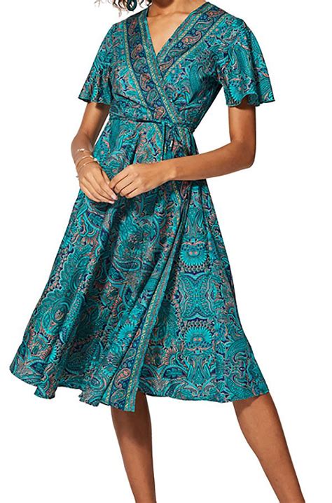 Robe portefeuille originale femme bohème soirée plage Yuzu