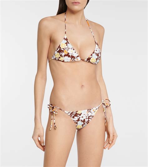 Floral Bikini Bottoms In Brown Tory Burch Mytheresa