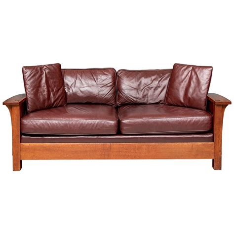 Mission Style Leather Couch - Odditieszone