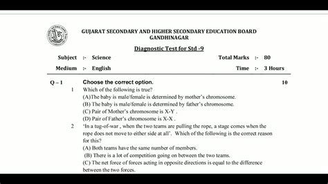 Diagnostic Test For Std Science Std Diagnostic Test In English