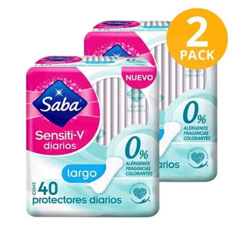 Saba Sensiti V Diarios Largas 80 Toallas Femeninas Pack De 2 X 40