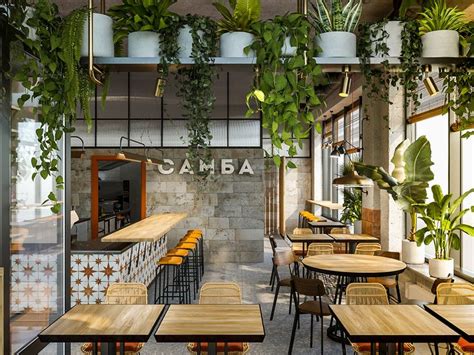 Samba cafe interior on Behance | Bistro interior, Cafe interior design, Cafe shop design