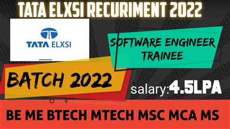 Tata Elxsi Recuriment L Batch L Software Engineer Trainee L