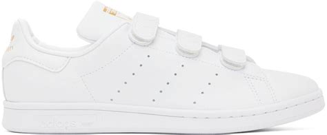 adidas White & Gold Stan Smith Sneakers - ShopStyle