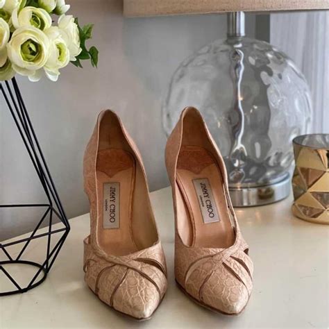 Jimmy Choo Vintage Nude Alligator Pumps Gem