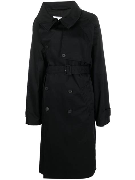 Balenciaga Off Shoulder Trench Coat In Black Modesens