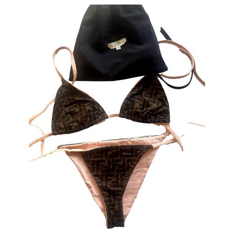 Fendi Pink Reversible Fendirama Bikini Brown Monogram Polyamide Ref