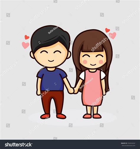 Cute Cartoon Couple Vector Illustration Royalty Free Stock Vector 556454242