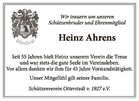 Traueranzeigen Von Heinz Ahrens Trauer Kreiszeitung De