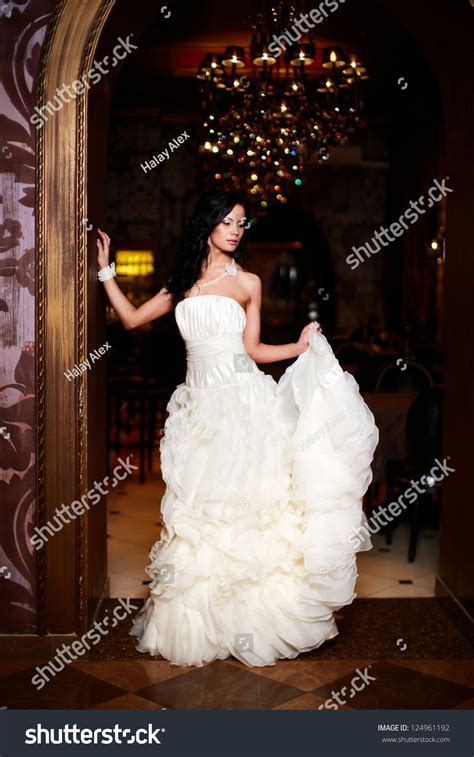 Happy Beautiful Sexy Bride Brunette Girl Stock Photo Shutterstock