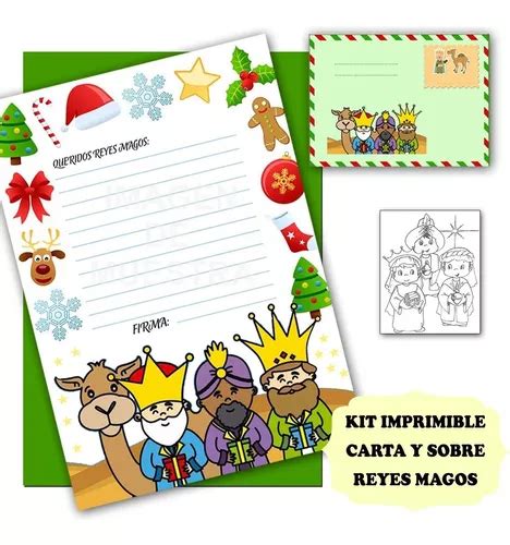 Kit Imprimible Carta Y Sobre Reyes Magos