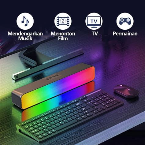 Speaker Bluetooth Jovitech Soundbar Rgb 5 Colors Led Light Computer Tv