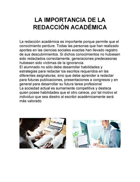 LA Importancia DE LA Redacción Académica LA IMPORTANCIA DE LA