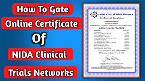 How To Get Online Nida Clinicals Trials Networks Certificate Youtube