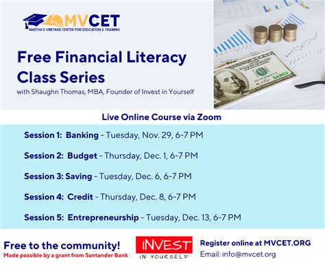 Free Financial Literacy Class Series Ace Mv Marthas Vineyard Adult