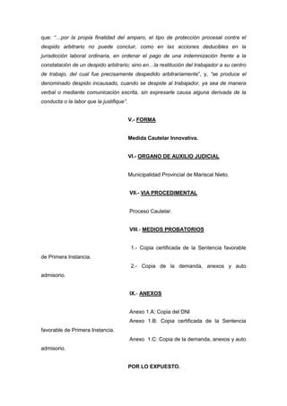 Demanda De Medida Cautelar De Amparo PDF