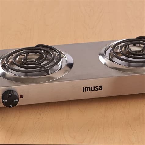 Imusa Electric Stainless Steel Double Burner 1750 Watts Silver Imusa