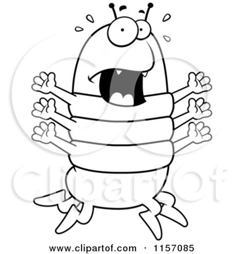 Cartoon Clipart Of A Black And White Centipede Screaming and Panicking - Vector Outlined ...