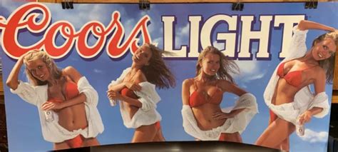 VINTAGE 1993 COORS LIGHT Beer Poster SEXY Blonde In Bikini Model 39 X