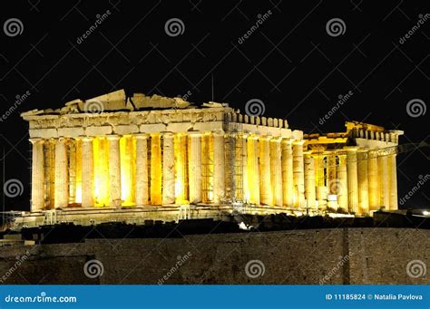 Night view of Parthenon stock photo. Image of olympic - 11185824