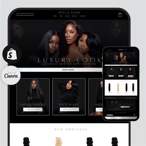 Shopify Hair Website Template With Canva Banners And Stock Photos Etsy