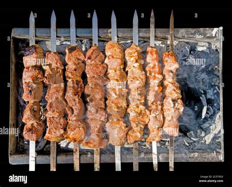 Shashlik Shish Kebab Traditional Georgian Barbecue Prepared On A