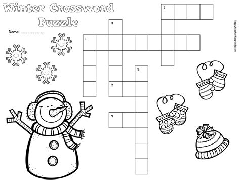 Winter Crossword Puzzle Free Printables