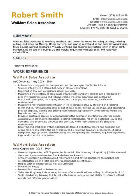 Walmart Resume Sample Walmart Resume Samples