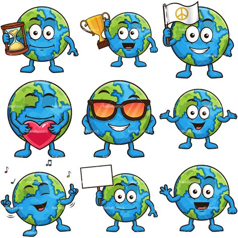 Earth Cartoon Character Vector Clipart - FriendlyStock