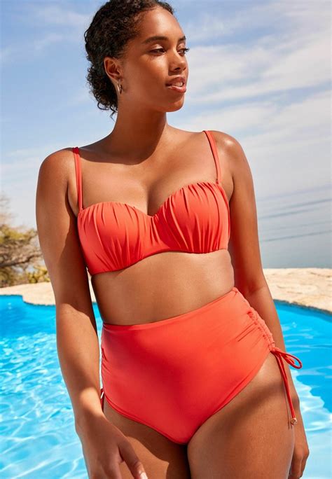 Next Ruched Shaping Bandeau Regular Haut De Bikini Coral Pink Rose Zalando Fr