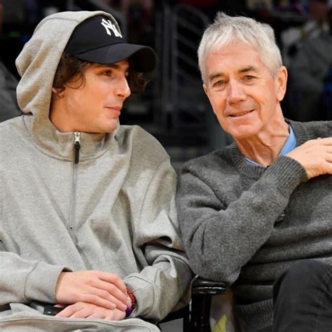 Timothee Chalamet and his father Marc Chalamet attend a basketball game ...