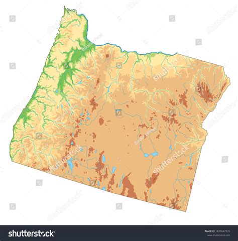 Highly Detailed Oregon Physical Map Stock Vector (Royalty Free ...