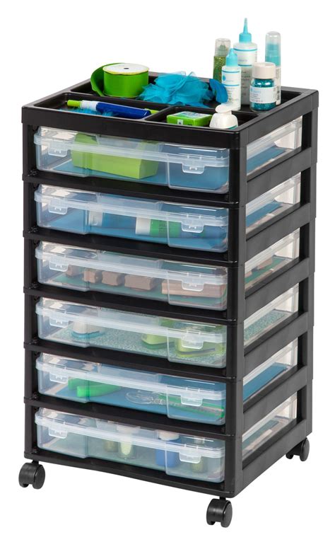 IRIS USA, Inc. 6 Drawer Rolling Storage Chest Plastic in Black, Size 26 ...