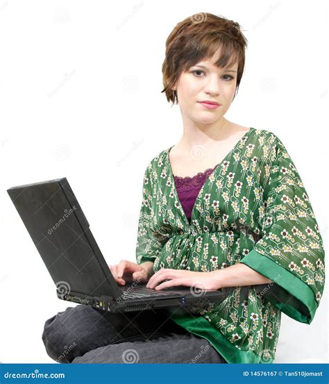 Computer User Stock Image Image Of Elegant Girl Pretty