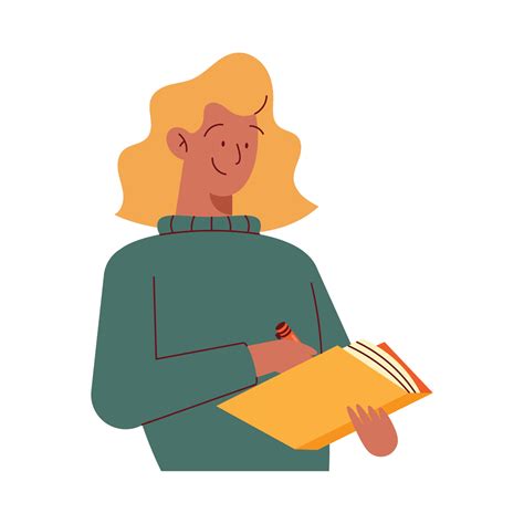 Blond Woman Writing In Book Vector Art At Vecteezy