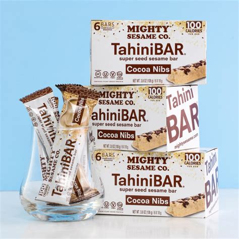 Cocoa Nibs Tahini Bars Mighty Sesame