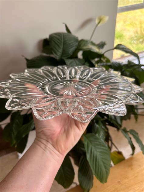 Vintage Federal Glass Petal Pattern Platter Etsy