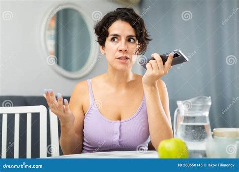 Positive Joyful Brunette Woman Talking On Mobile Phone Stock Image