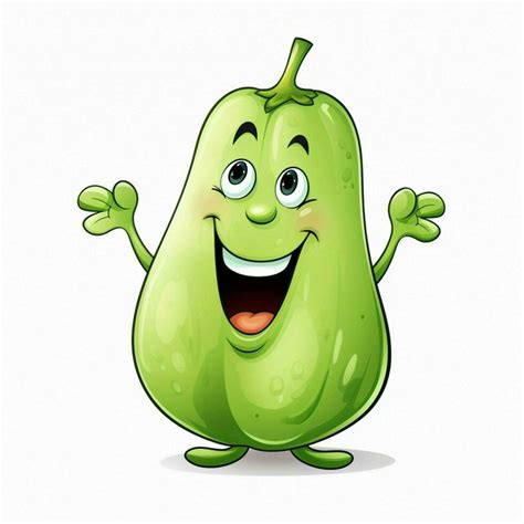 Chayote D Dibujos Animados Ilustracion En Blanco Antecedentes Alto Qu