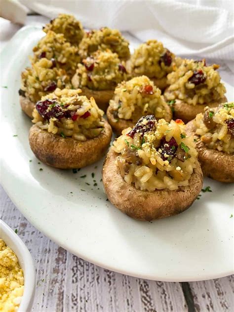 Vegan Stuffed Mushrooms With Cranberry Risotto This Healthy Kitchen