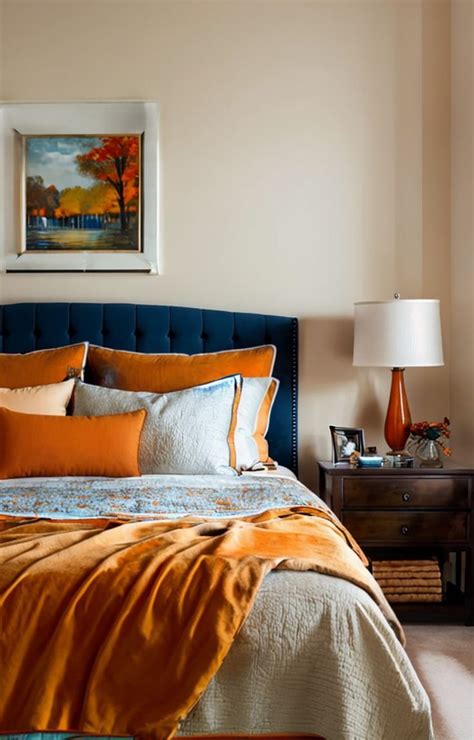 Stunning Autumn Bedroom Makeover: Blue and Orange Delight! | Living ...