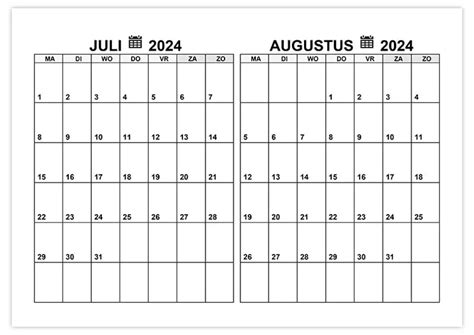 Kalender Juli Augustus 2024 Kalende Ru