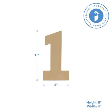 Wooden Number 1 12 Inch Or 8 Inch Unfinished Large Wood Numbers For