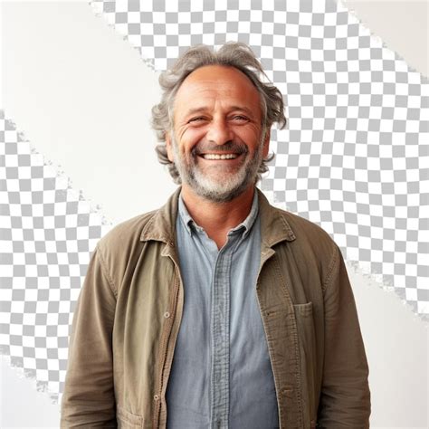 Premium Psd Portrait Of Smiling Mature Man Standing On Transparent